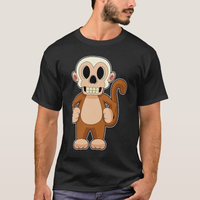 T-shirt Crâne de singe pour Halloween (Devant)