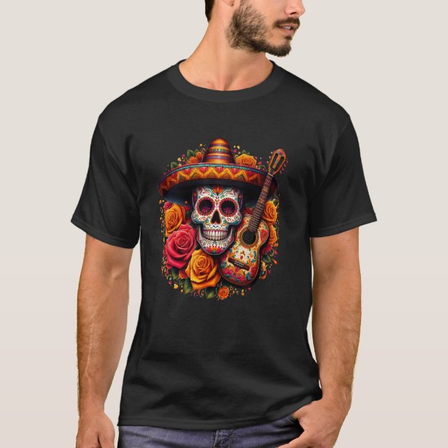 T-shirt Crâne de squelette drôle de fiesta Cinco De Mayo S (Devant)