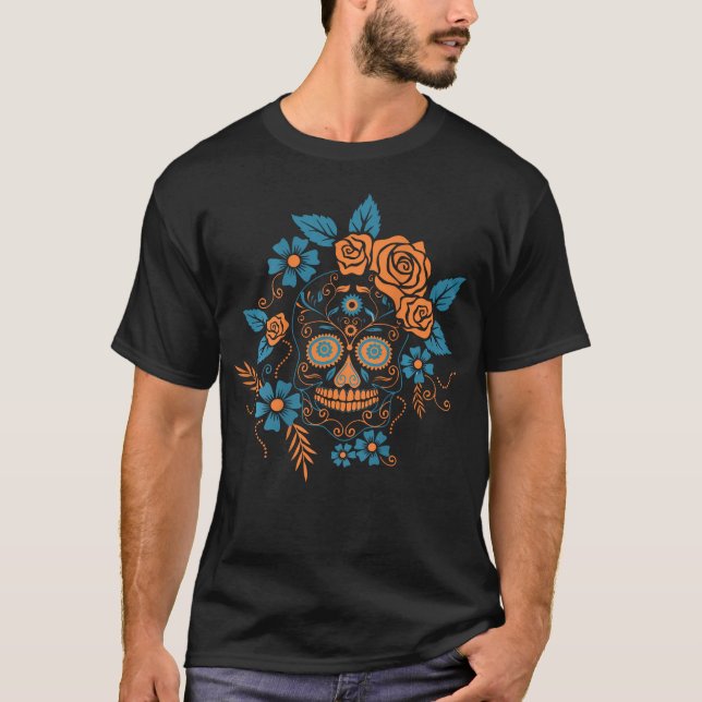 T-shirt Crâne de squelette mexicain Backprint Mexique (Devant)