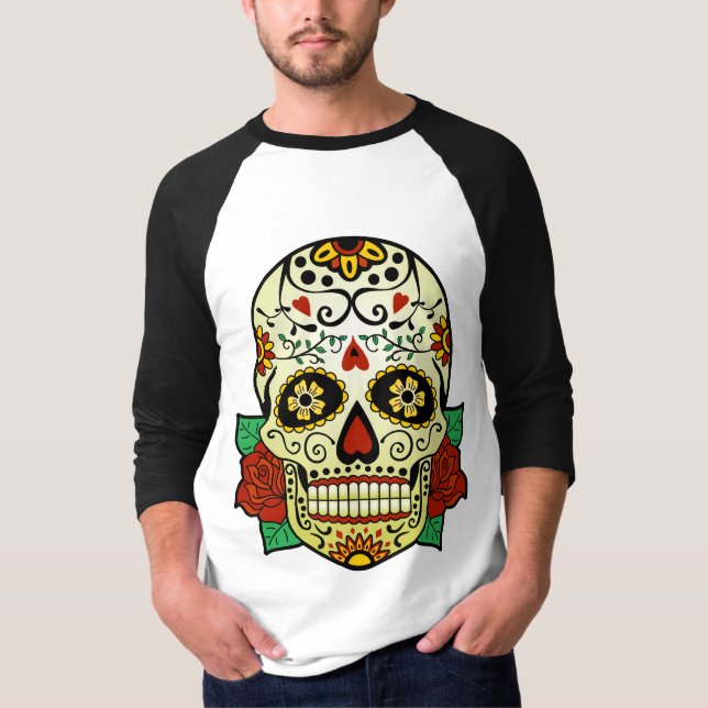 T-shirt Crâne de sucre avec des roses (Devant)