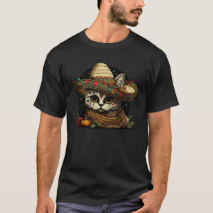 T-shirt Crâne de sucre Chat Chapeau mexicain Cinco De Mayo