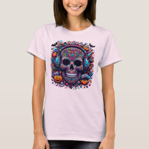T-shirt Crâne de sucre coloré Halloween Jour des Morts