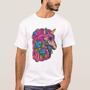 T-shirt Crâne de sucre de licorne Mexique Calavera Dia De