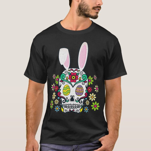 T-shirt Crâne de sucre Joyeux lapin de Pâques Oreilles mig (Devant)