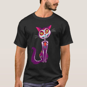 T-shirt Crâne de sucre mignon chat mexicain Halloween dia 