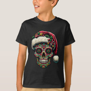 T-shirt Crâne de sucre Noël Chapeau de Noël Jour de la mor