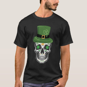 T-shirt Crâne de sucre Saint-Patrick jour Leprechaun Trèfl