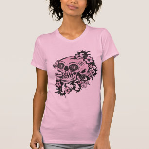 T-shirt Crâne de tatouage rose