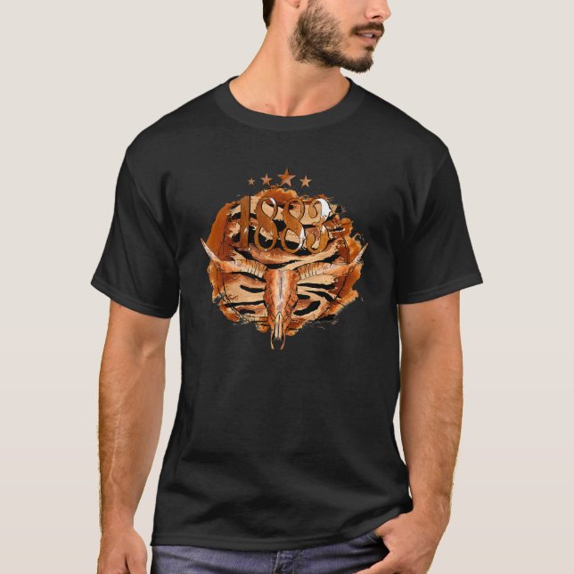 T-shirt Crâne de taureau de vache Boho de Yellowstone 1883 (Devant)
