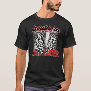T-shirt Crâne de taureau léopard en cuir de vache rouge So
