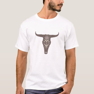T-shirt Crâne de vache florale de Bohême