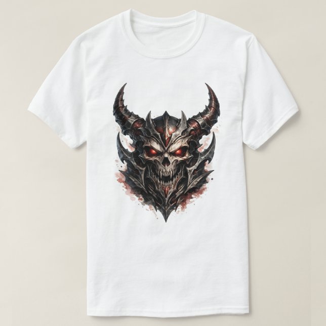 T-shirt Crâne démoniaque avec cornes (Design devant)