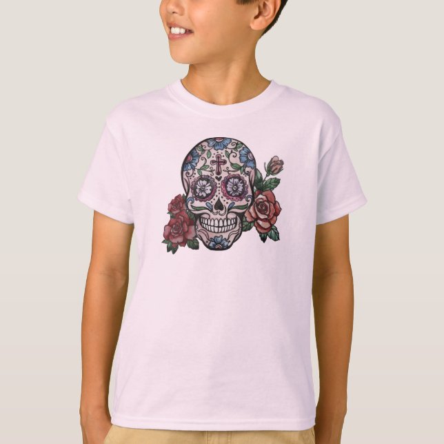 T-shirt Crâne dessiné à la main Dia de los Muertos | Chemi (Devant)