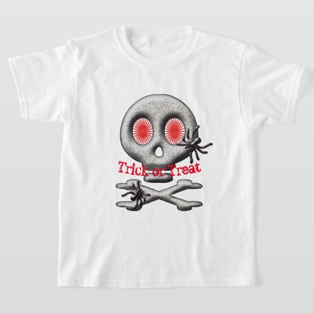 T-shirt Crâne d'Halloween et araignées (Poser)