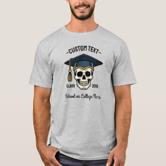 T-shirt Crâne Diplômé Nom Personnalisé Année École