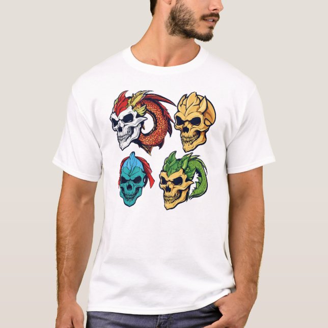 T-shirt Crâne Dragon Chic - Cute Anime Inspiré (Devant)