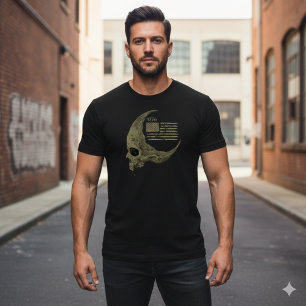 T-Shirt Crâne Drapeau Américain 1776 Croissant de