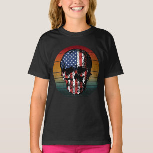 T-shirt CRÂNE DRApeau USA VINTAGE EN DISTRESS