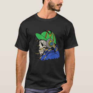 T-shirt Crâne drôle avec casque Musique Retro Vintage St