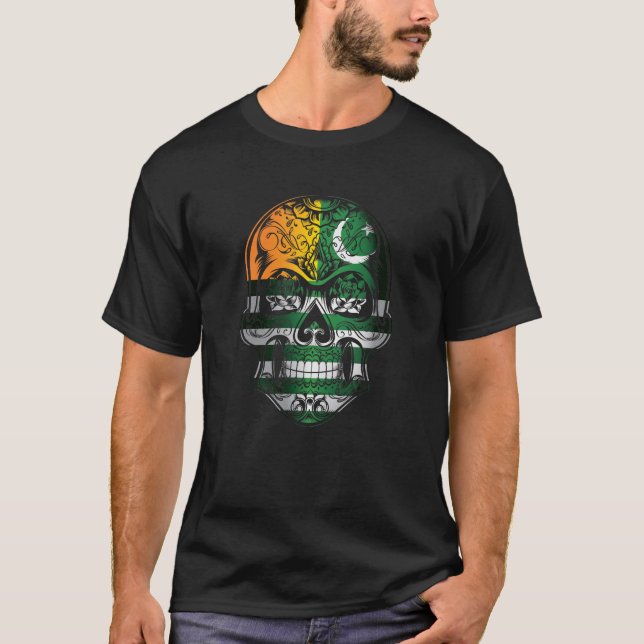 T-shirt Crâne du Cachemire et drapeau Rose (Devant)
