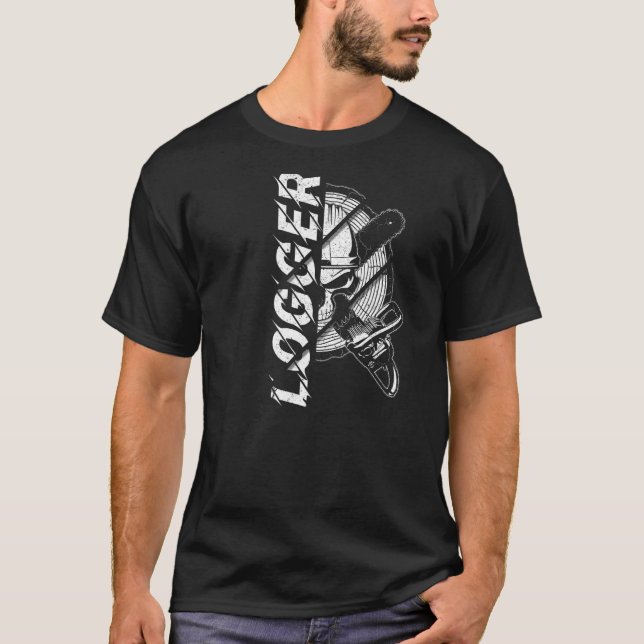 T-shirt Crâne du logger avec scies à bois croisées (Devant)