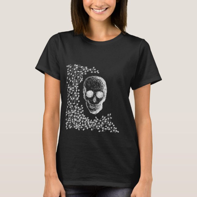 T-shirt Crâne, en blanc. (Devant)