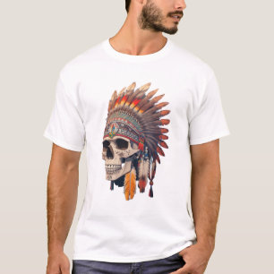 T-shirt Crâne en chef indien   Crâne amérindien