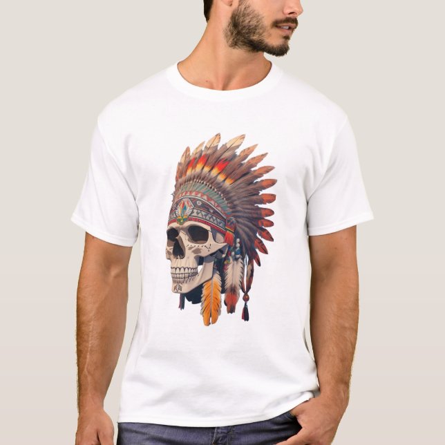 T-shirt Crâne en chef indien | Crâne amérindien (Devant)