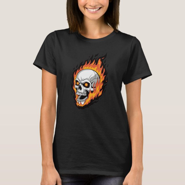 T-shirt crâne en feu (Devant)