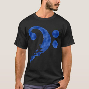 T-shirt Crâne en forme de Bass Clef Baid Guitariste Mu