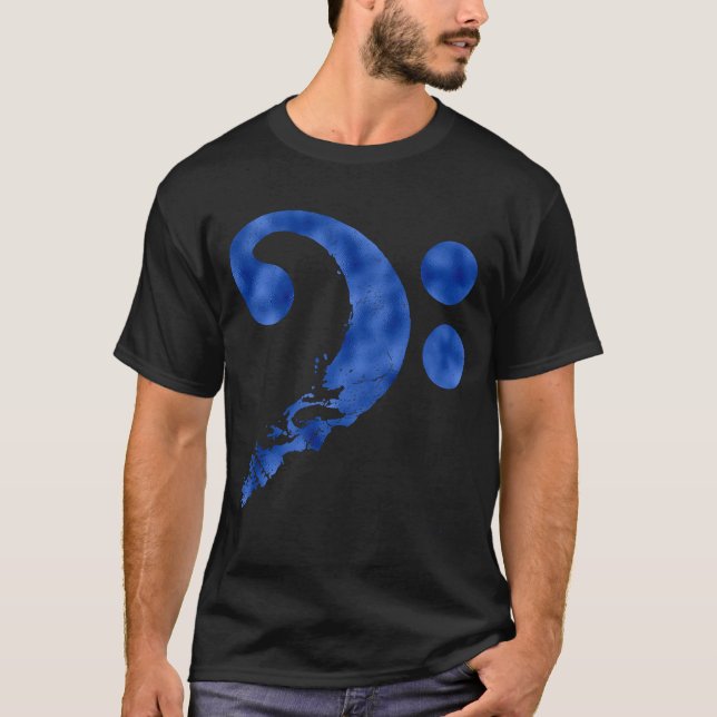 T-shirt Crâne en forme de Bass Clef Baid Guitariste Mu (Devant)