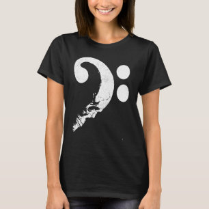 T-shirt Crâne en forme de Bass Clef Baid Guitariste Mu