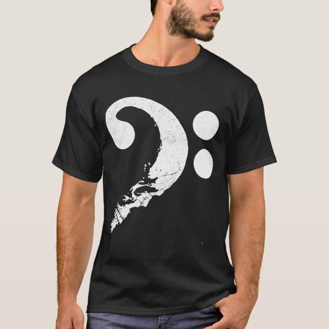 T-shirt Crâne en forme de Bass Clef Baid Guitariste Mu (Devant)