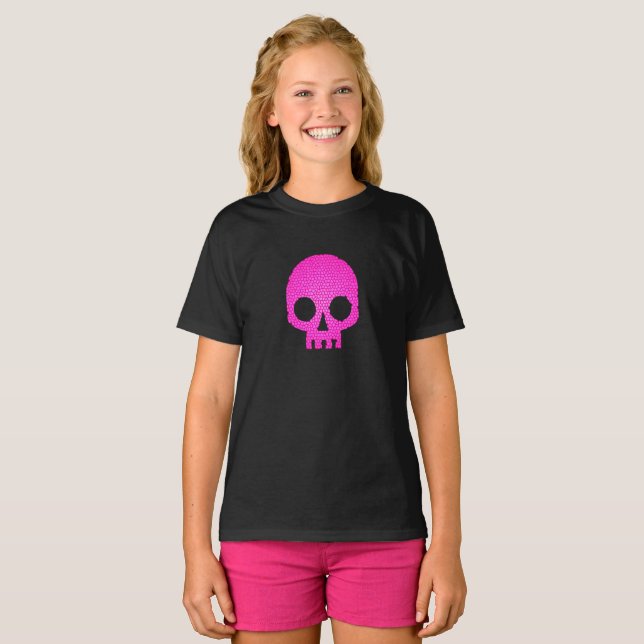 T-shirt Crâne en mosaïque rose (Devant entier)