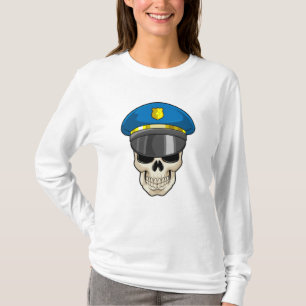 T-shirt Crâne en tant qu'officier de police avec casquette
