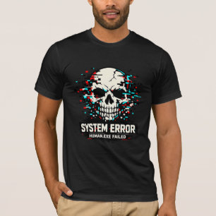 T-Shirt Crâne Erreur Système Glitch Cyberpunk