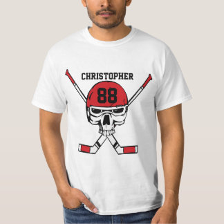 T-shirt Crâne et bâtons personnalisés d'hockey