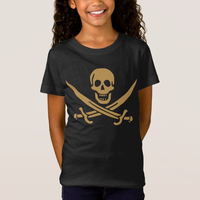 T-Shirt Crâne et cutlass d'or aztèque Pirate Calico Jack (Devant)