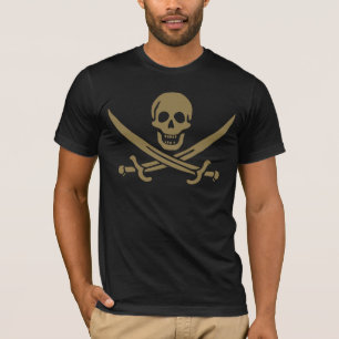T-shirt Crâne et épées d'or Drapeau pirate de Calico Jack