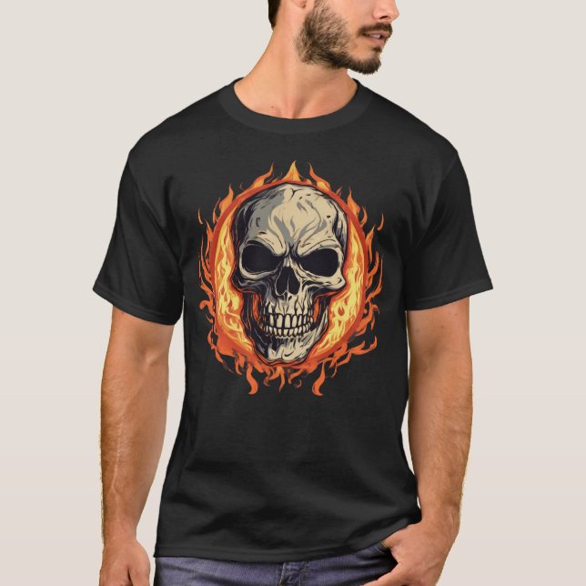 T-shirt Crâne et Flammes  (Devant)