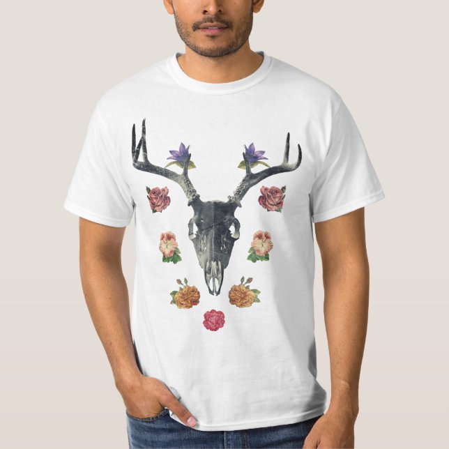 T-shirt Crâne et fleurs (Devant)
