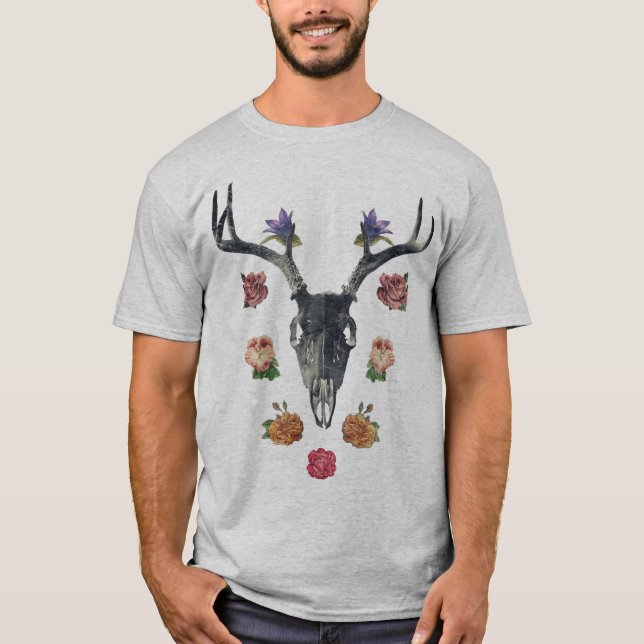 T-shirt Crâne et fleurs (Devant)
