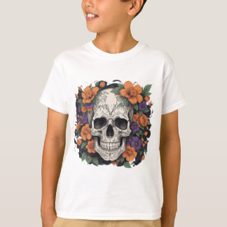 T-shirt Crâne et fleurs - Fusion du crâne floral