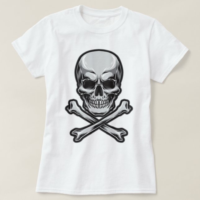 T-shirt Crâne et os croisés (Design devant)