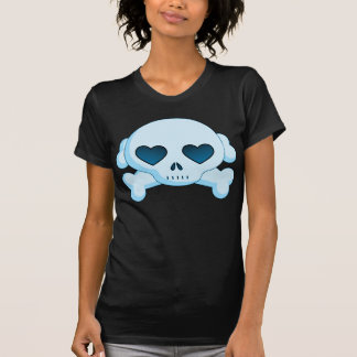 T-shirt Crâne et os croisés de coeur de KRW bleus