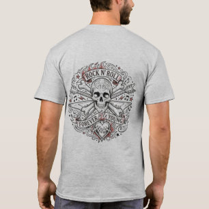 T-shirt Crâne et os croisés de rockeur vintage