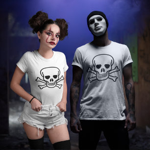 T-shirt Crâne et os croisés Halloween Light Unisex