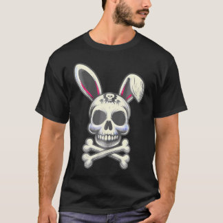 T-shirt Crâne et os croisés Mauvais lapin d'horreur lapin