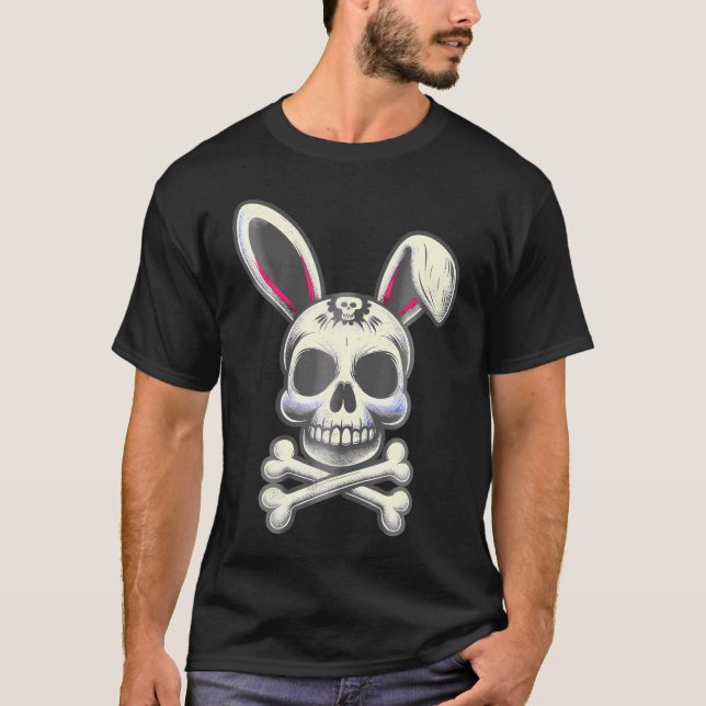 T-shirt Crâne et os croisés Mauvais lapin d'horreur lapin (Devant)