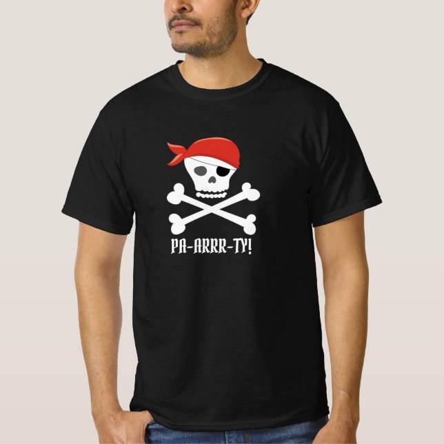 T-shirt Crâne et os croisés Pirate Pa-arrr ty! (Devant)